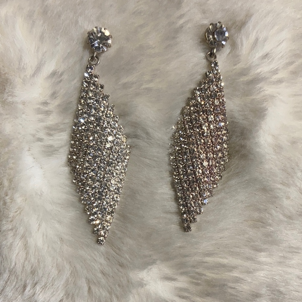 Diamond Shaped Dangling CZ Earrings